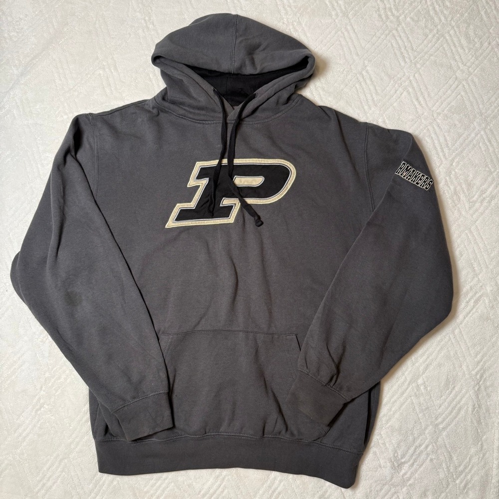 Varsity Collegiate Purdue Boilermakers Stadium Athletics Hoodie Large Gray